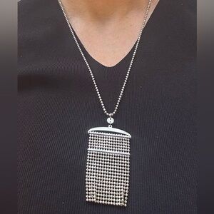 NWOT Frederic Duclos Sterling Silver Caviar Pendant Necklace with Beaded Chain